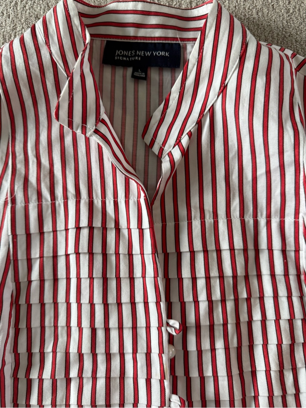 Jones New York Red and White Striped Blouse